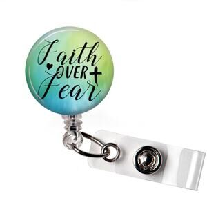 Faith Over Fear Badge Reel Christian Faith Retractable ID Holder